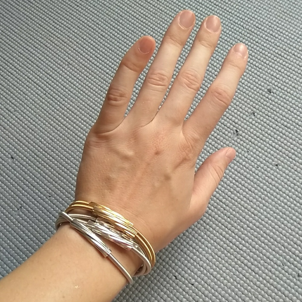 Silver and Gold Harp String Bracelet